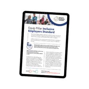 Image shows the equip IES brochure on a tablet screen